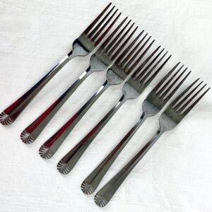 6 Dinner Forks Vintage Aida by Present Stainless Steel Flatware Made in Korea
